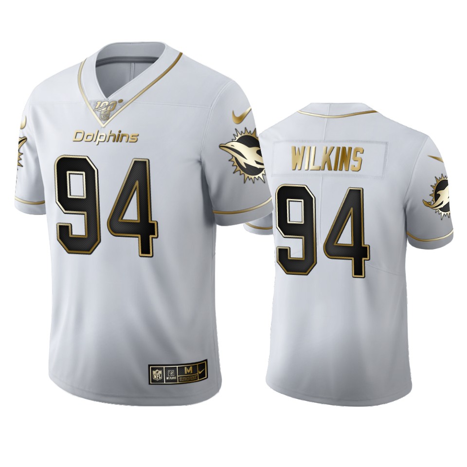 Miami Dolphins #94 Christian Wilkins Men Nike White Golden Edition Vapor Limited NFL 100 Jersey